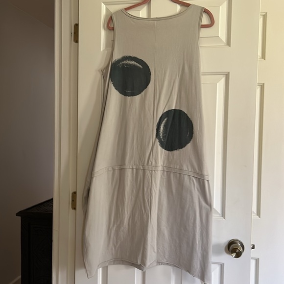 Fleur De Lis womans dress L beige grey lagonlook shift dots modernist tiered - Picture 5 of 5